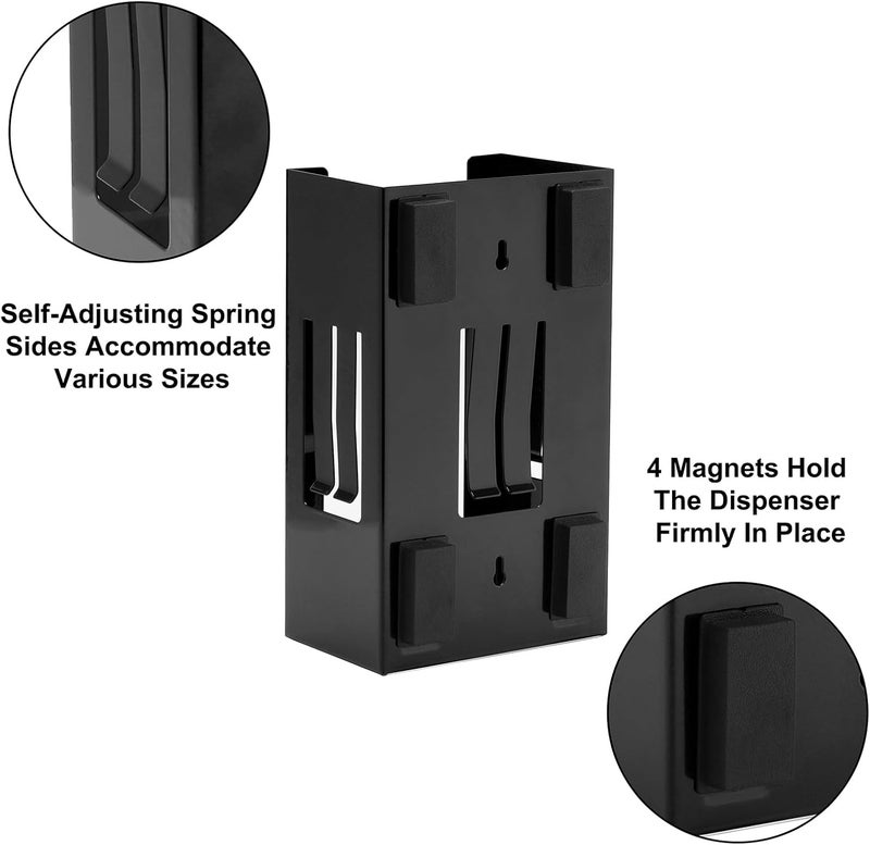 Mayouko Magnetic Glove Dispenser Holder, Glove Box Holder Wall Mount for Tissues, Black, 2PCS - Image 4